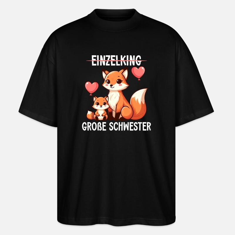 Big Sister Fox Lover Sibling - Stanley/Stella Oversized Unisex Organic T-shirt Blaster 2.0 - black