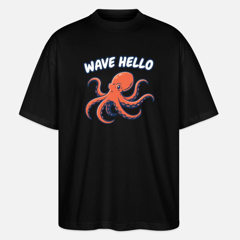 Wave Hello Squid - Stanley/Stella Oversized Unisex Organic T-shirt Blaster 2.0 - black