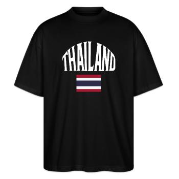 Thailand - Stanley/Stella Oversized Unisex Bio T-Shirt Blaster 2.0 - Schwarz - Vorne - Alina (178cm) & Michal (187cm)