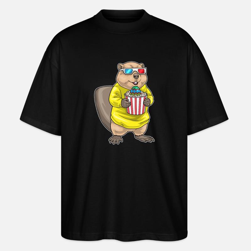 Beaver Easter Cinema - Stanley/Stella Oversized Unisex Organic T-shirt Blaster 2.0 - black