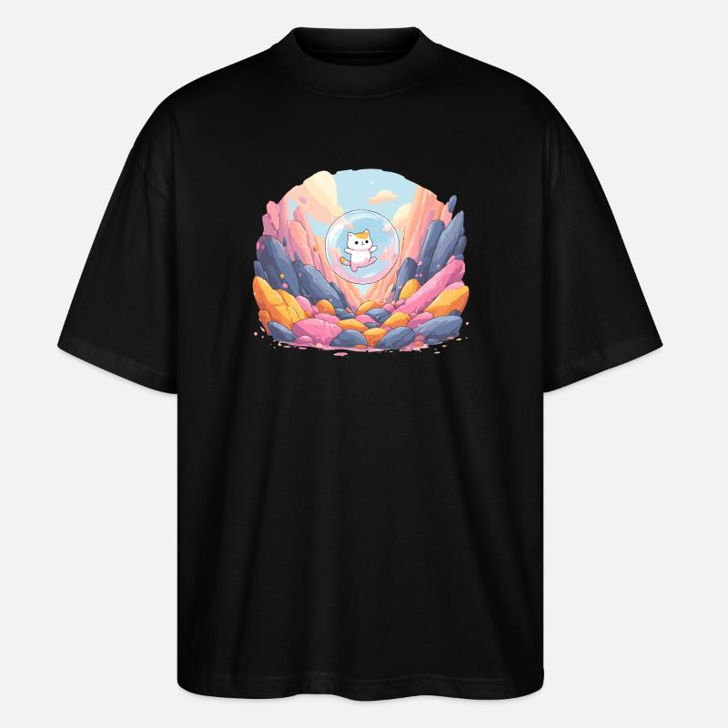 Katzenkugel im farbigen Canyon - Stanley/Stella Oversized Unisex Bio T-Shirt Blaster 2.0 - Schwarz