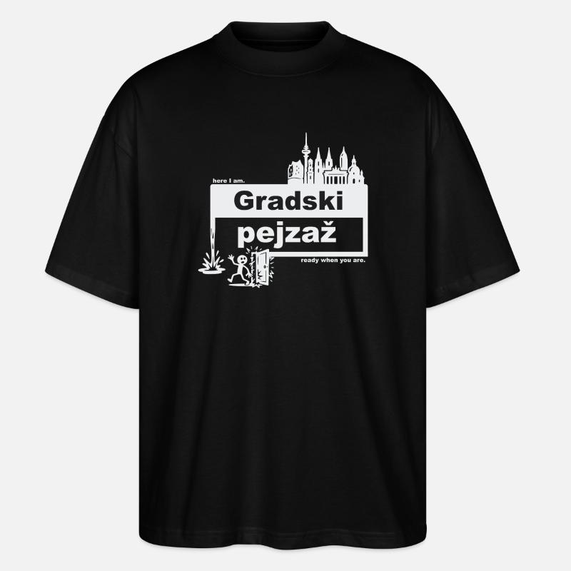 Stadtbild - kroatisch - ready when you are - Stanley/Stella Oversized Unisex Bio T-Shirt Blaster 2.0 - Schwarz