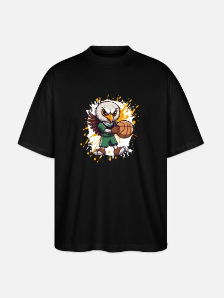 Basketball-Eule im Grünen Trikot - Stanley/Stella Oversized Unisex Bio T-Shirt Blaster 2.0 - Schwarz