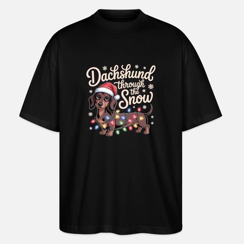 Weihnachtsdackel durch den Schnee - Stanley/Stella Oversized Unisex Bio T-Shirt Blaster 2.0 - Schwarz