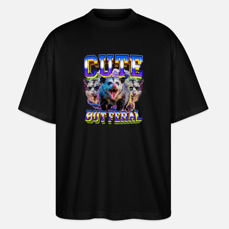 Funny Opossum - Stanley/Stella Oversized Unisex Bio T-Shirt Blaster 2.0 - Schwarz