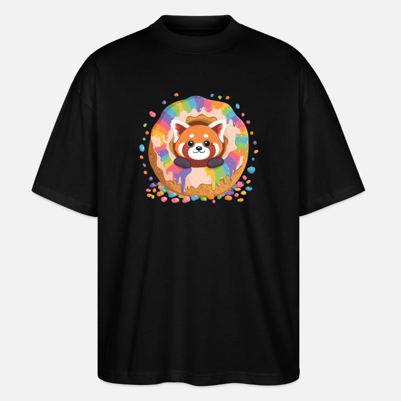 Panda Arc-en-ciel Donut Panda - T-shirt bio Blaster 2.0 coupe oversize Stanley/Stella Unisexe - noir