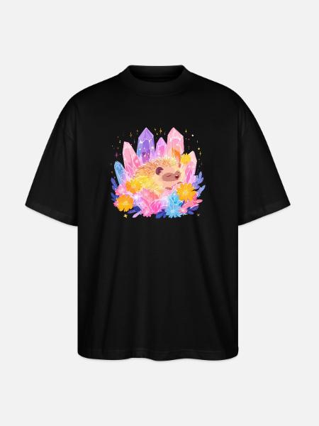 Kleines Igel im Kristallgarten - Stanley/Stella Oversized Unisex Bio T-Shirt Blaster 2.0 - Schwarz