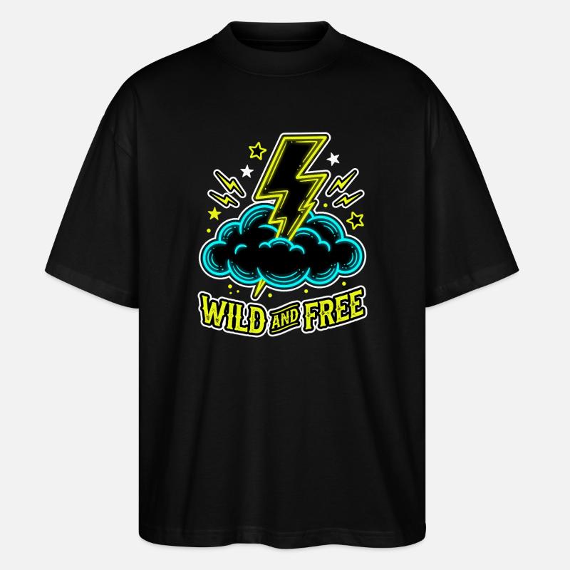 Wild And Free Blitz Wolke - Stanley/Stella Oversized Unisex Bio T-Shirt Blaster 2.0 - Schwarz