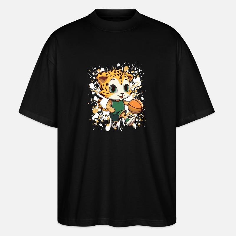 Chaton de basket en vert - T-shirt bio Blaster 2.0 coupe oversize Stanley/Stella Unisexe - noir