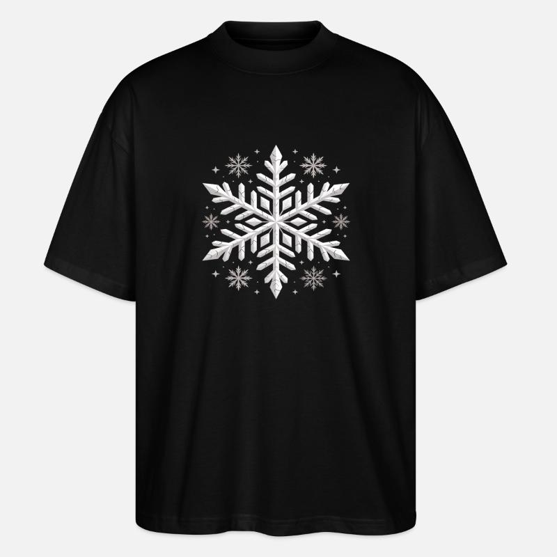 Große Elegante Schneeflocke Winter - Stanley/Stella Oversized Unisex Bio T-Shirt Blaster 2.0 - Schwarz