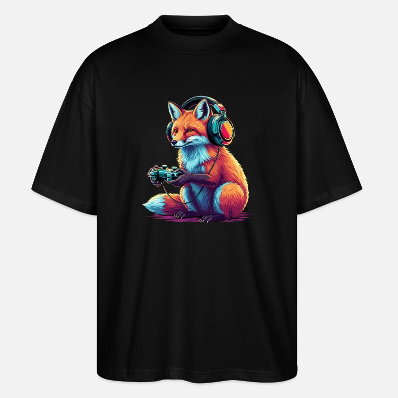 Fuchs Spiele Tier Videospiele Lustiger Fuchs - Stanley/Stella Oversized Unisex Bio T-Shirt Blaster 2.0 - Schwarz
