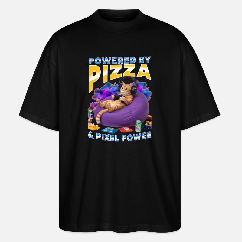 Funny Gaming Gamer Cat - Stanley/Stella Oversized Unisex Bio T-Shirt Blaster 2.0 - Schwarz