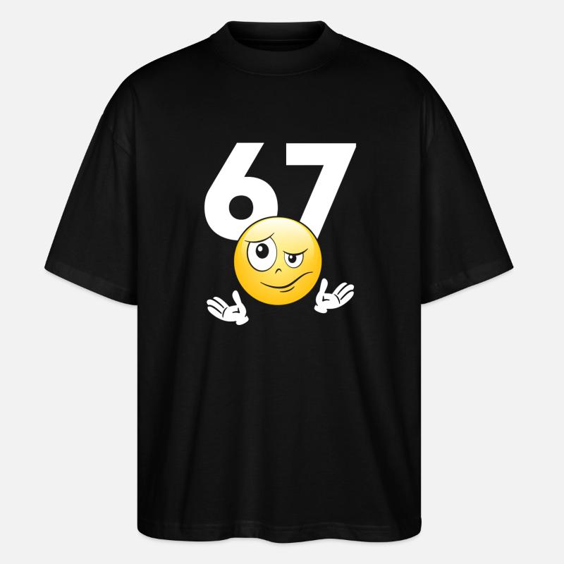 Numer 67 z emotikonem - Stanley/Stella Oversized Unisex Bio T-Shirt Blaster 2.0 - Schwarz