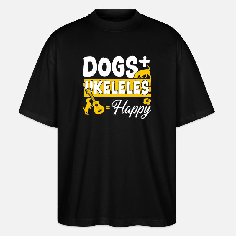 Chiens ukélé hawaïen ukulélé + - T-shirt bio Blaster 2.0 coupe oversize Stanley/Stella Unisexe - noir