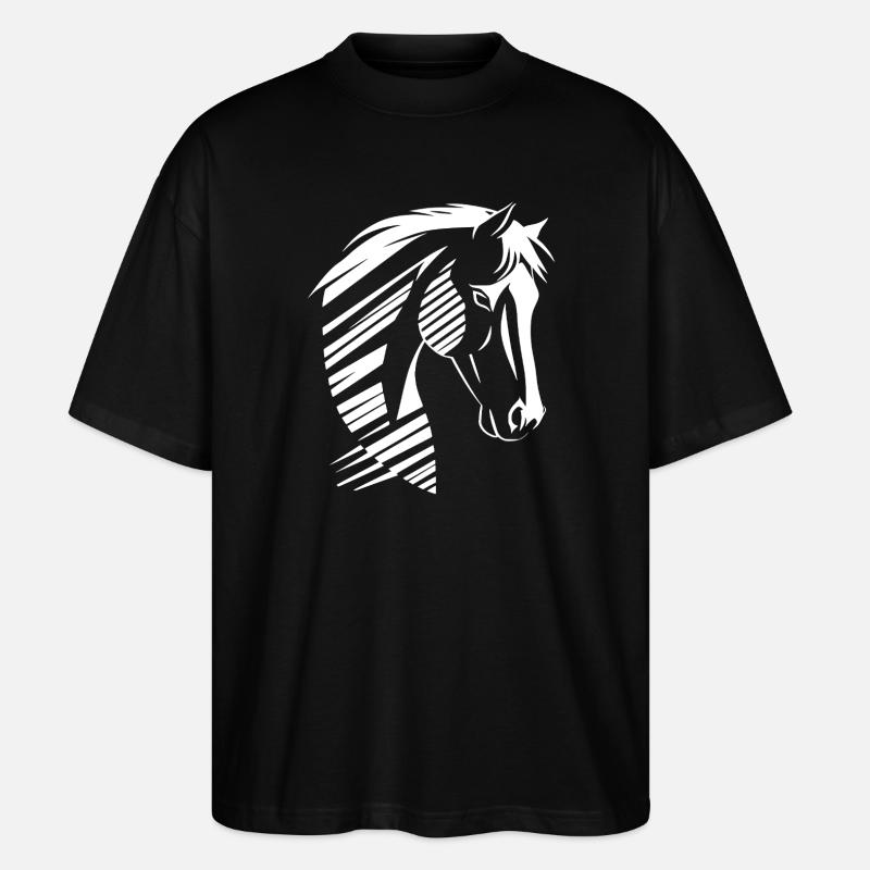 Pferdekopf Silhouette – Starkes Design - Stanley/Stella Oversized Unisex Bio T-Shirt Blaster 2.0 - Schwarz