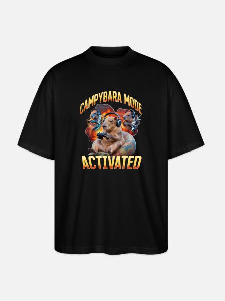 Funny Gaming Gamer Capybara - Stanley/Stella Oversized Unisex Bio T-Shirt Blaster 2.0 - Schwarz