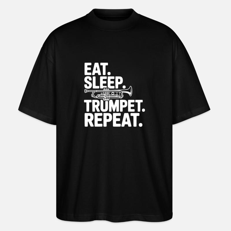 Mange. Dors. Trompette. Répétez. - T-shirt bio Blaster 2.0 coupe oversize Stanley/Stella Unisexe - noir