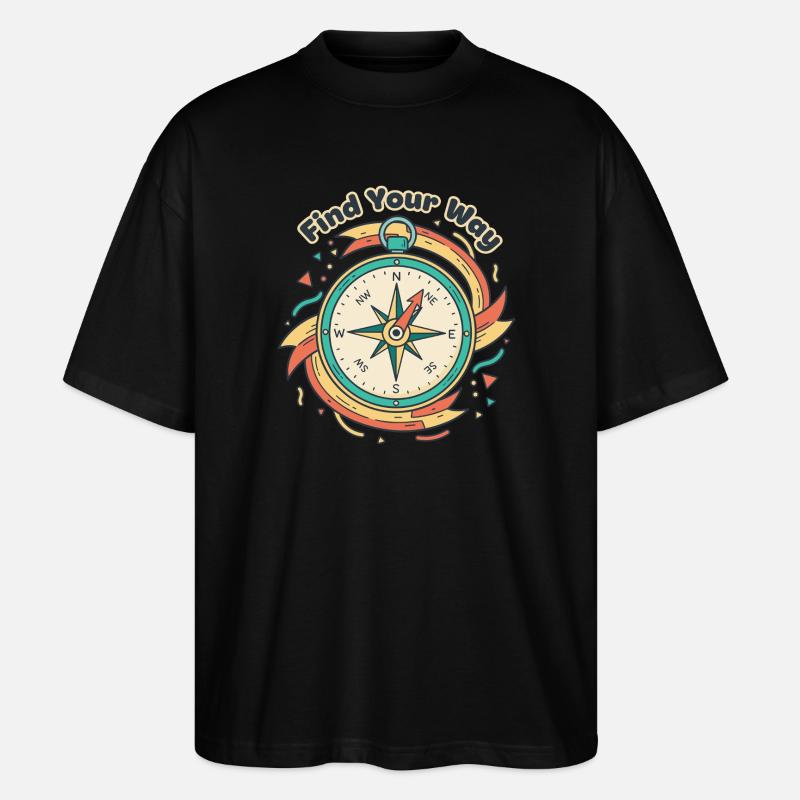 Finde Deinen Weg Kompass - Stanley/Stella Oversized Unisex Bio T-Shirt Blaster 2.0 - Schwarz