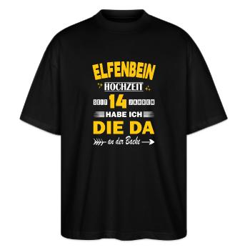Elfenbeinhochzeit 14 Hochzeitstag Jahrestag Ehe - Stanley/Stella Oversized Unisex Bio T-Shirt Blaster 2.0 - Schwarz - Vorne - Alina (178cm) & Michal (187cm)