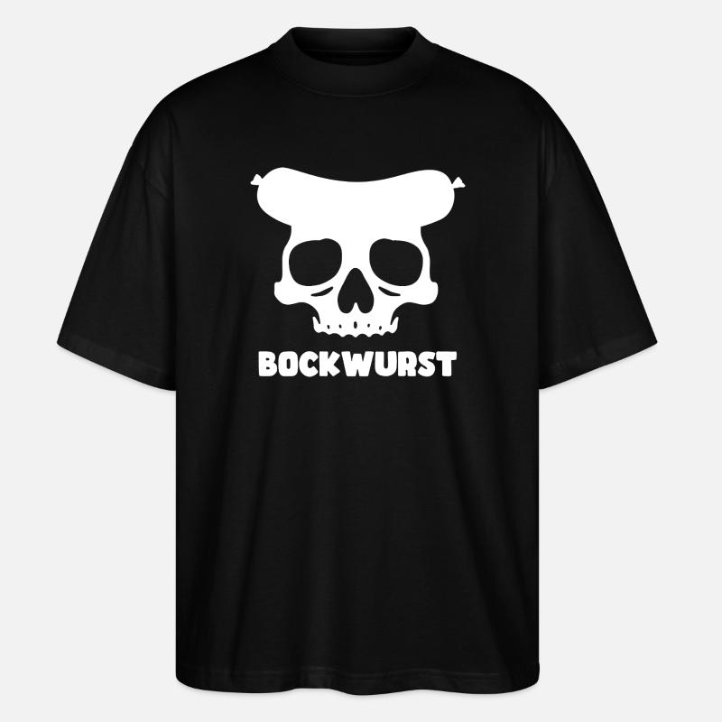 Bockwurst Skull Grafik - Stanley/Stella Oversized Unisex Bio T-Shirt Blaster 2.0 - Schwarz