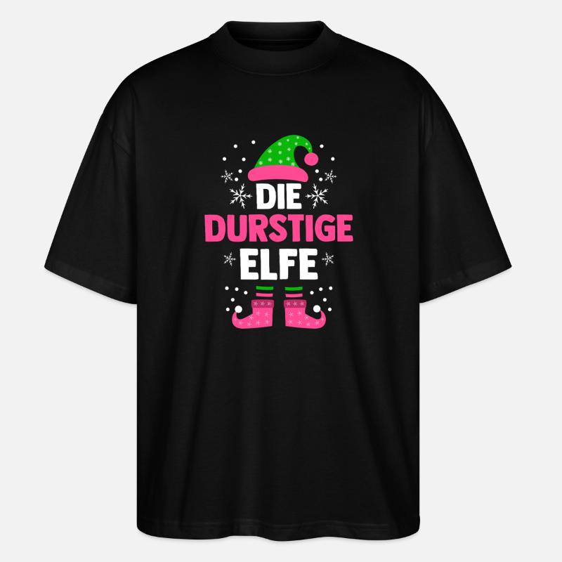 Weihnachten Die Durstige Elfe - Stanley/Stella Oversized Unisex Bio T-Shirt Blaster 2.0 - Schwarz