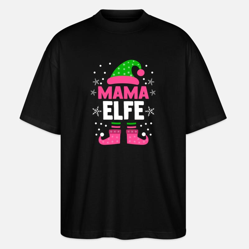 Noël, famille, mère, maman, lutin - T-shirt bio Blaster 2.0 coupe oversize Stanley/Stella Unisexe - noir
