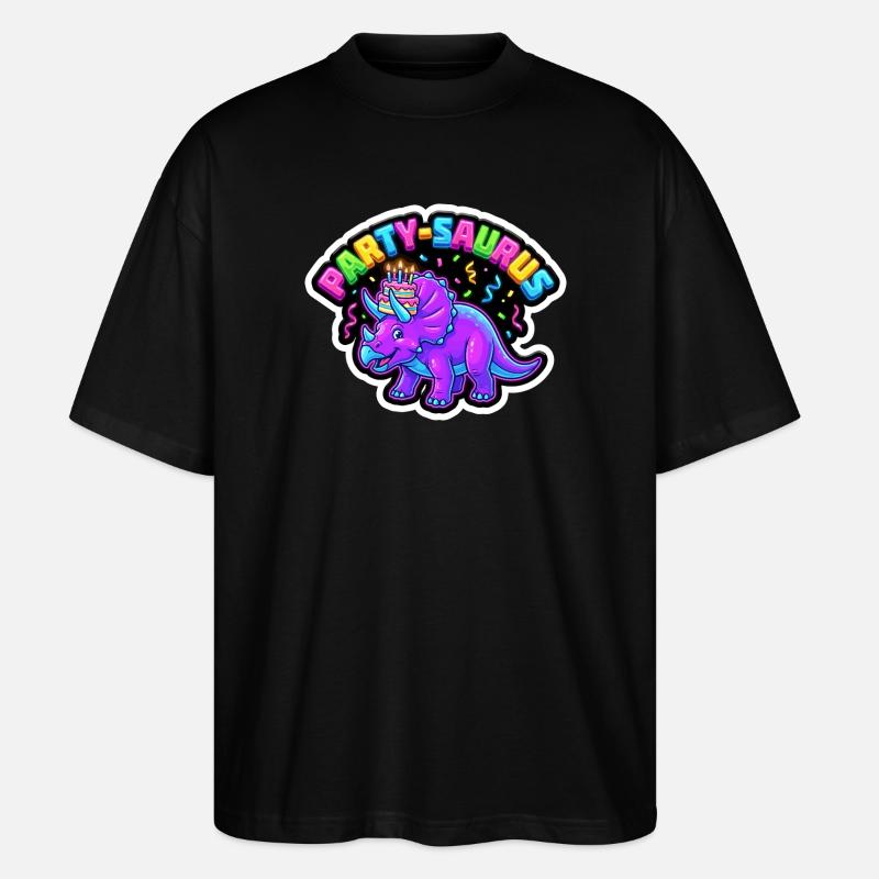 Dino d’anniversaire Saurus de fête - T-shirt bio Blaster 2.0 coupe oversize Stanley/Stella Unisexe - noir