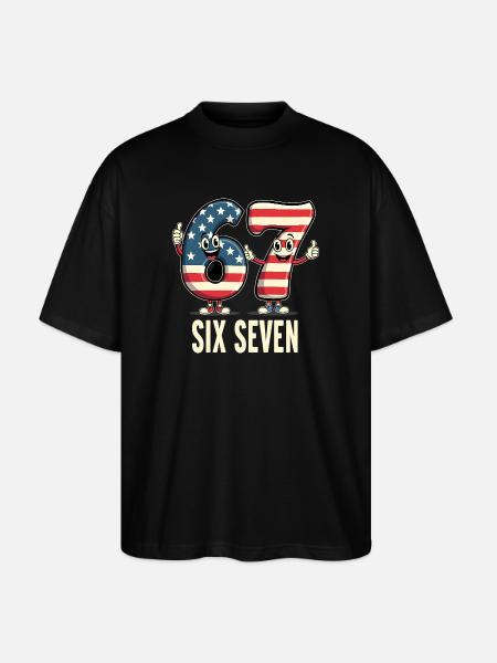 US Flag 67 Memes Six Seven - Stanley/Stella Oversized Unisex Organic T-shirt Blaster 2.0 - black