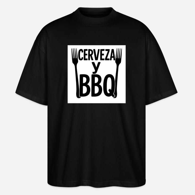 Digitales Design "Bier & BBQ" - Stanley/Stella Oversized Unisex Bio T-Shirt Blaster 2.0 - Schwarz