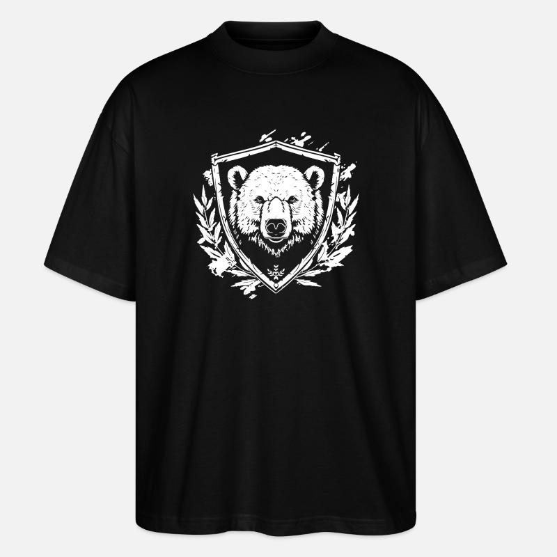 Bear crest shield illustration - Stanley/Stella Oversized Unisex Organic T-shirt Blaster 2.0 - black