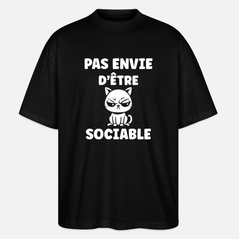 Nicht gesellig sein wollen — Katze - Stanley/Stella Oversized Unisex Bio T-Shirt Blaster 2.0 - Schwarz