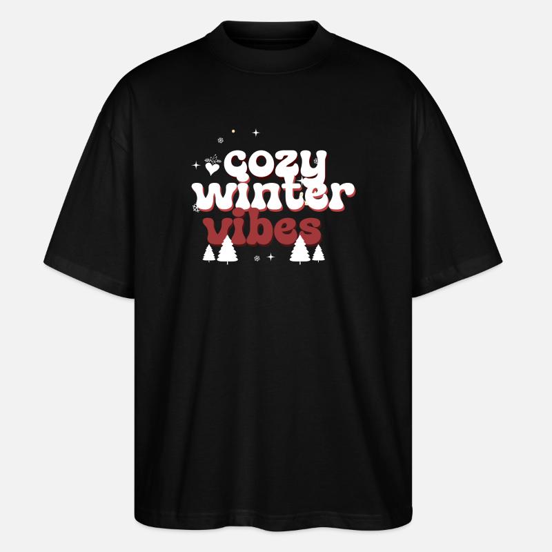 Gemütliche Wintervibes Puffiger Text - Stanley/Stella Oversized Unisex Bio T-Shirt Blaster 2.0 - Schwarz