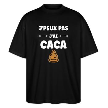 caca - T-shirt bio Blaster 2.0 coupe oversize Stanley/Stella Unisexe - noir - Devant - Alina (178cm) & Michal (187cm)