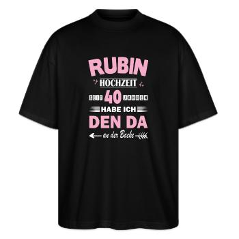 40 Jahre Beziehung Jahrestag Hochzeitstag - Stanley/Stella Oversized Unisex Bio T-Shirt Blaster 2.0 - Schwarz - Vorne - Alina (178cm) & Michal (187cm)