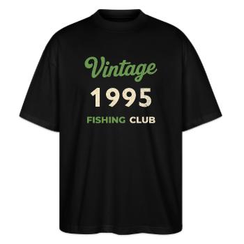 Millésime 1995 – Année de naissance rétro du club de pêche - T-shirt bio Blaster 2.0 coupe oversize Stanley/Stella Unisexe - noir - Devant - Alina (178cm) & Michal (187cm)
