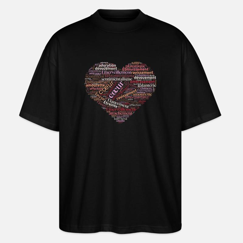 Herz der Worte in Liebe - Stanley/Stella Oversized Unisex Bio T-Shirt Blaster 2.0 - Schwarz