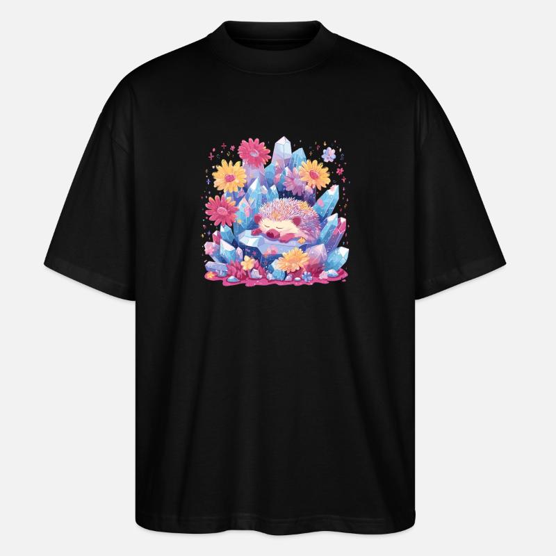 Schlafender Igel im Kristallgarten - Stanley/Stella Oversized Unisex Bio T-Shirt Blaster 2.0 - Schwarz