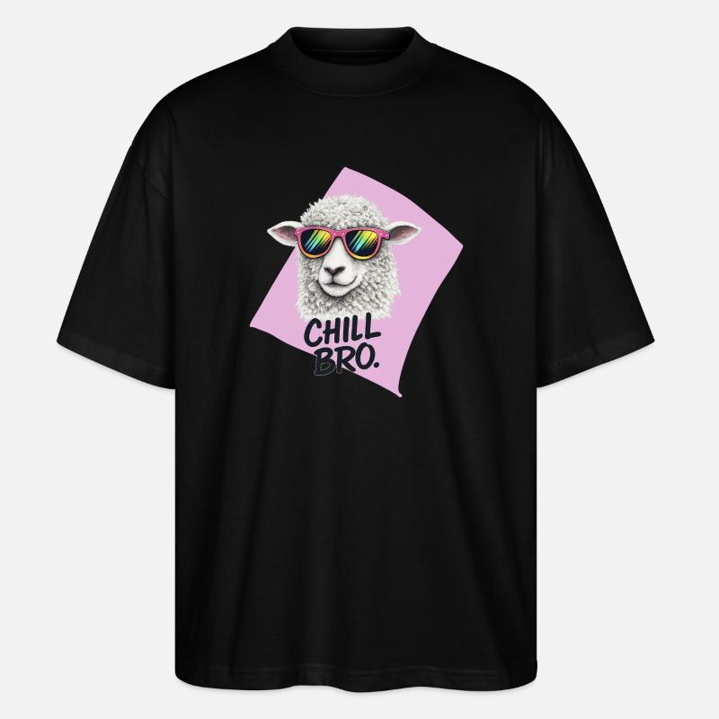 Chill Bro Schaf mit Sonnenbrille - Stanley/Stella Oversized Unisex Bio T-Shirt Blaster 2.0 - Schwarz