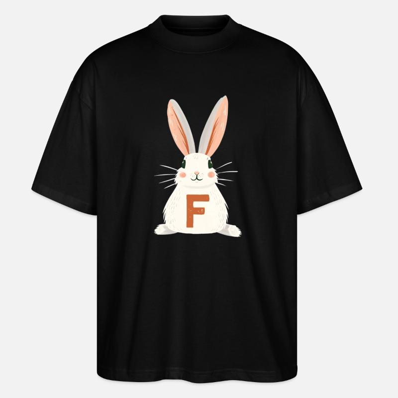 F -Buchstabe - Hase - Personalisierbar - Stanley/Stella Oversized Unisex Bio T-Shirt Blaster 2.0 - Schwarz