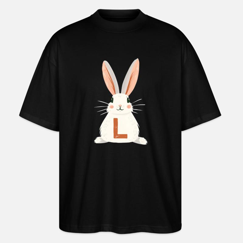 L-Buchstabe - Hase - Personalisierbar - Stanley/Stella Oversized Unisex Bio T-Shirt Blaster 2.0 - Schwarz