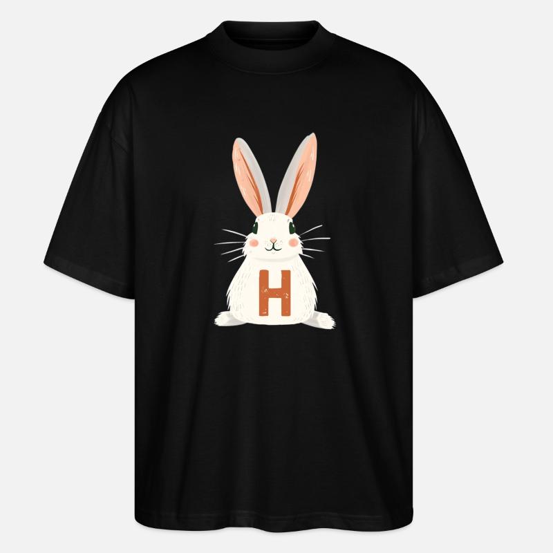 H -Buchstabe - Hase - Personalisierbar - Stanley/Stella Oversized Unisex Bio T-Shirt Blaster 2.0 - Schwarz