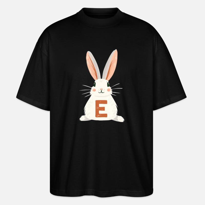 E -Buchstabe - Hase - Personalisierbar - Stanley/Stella Oversized Unisex Bio T-Shirt Blaster 2.0 - Schwarz