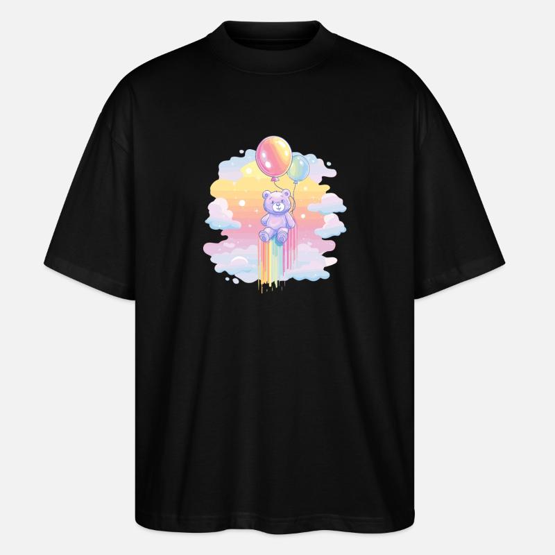 Pastellbär Ballonflug - Stanley/Stella Oversized Unisex Bio T-Shirt Blaster 2.0 - Schwarz