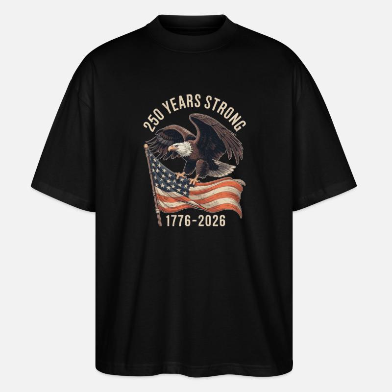250 ans de force 1776–2026 - T-shirt bio Blaster 2.0 coupe oversize Stanley/Stella Unisexe - noir