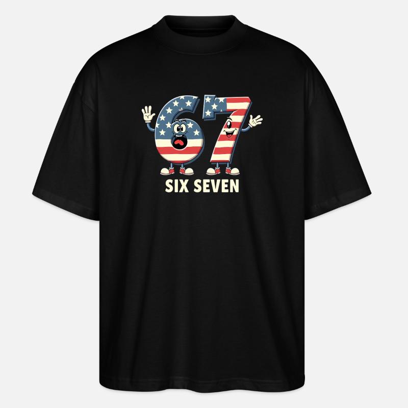 US Flag 67 Memes Six Seven - Stanley/Stella Oversized Unisex Bio T-Shirt Blaster 2.0 - Schwarz