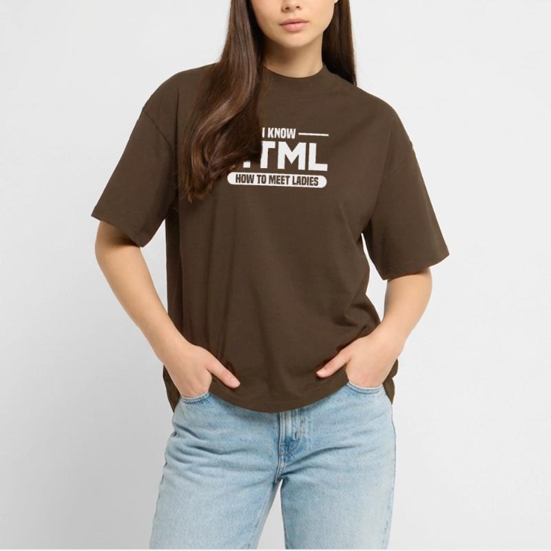 HTML Humor Code Programmer Saying Stanley/Stella Oversized Unisex Organic T-shirt Blaster 2.0