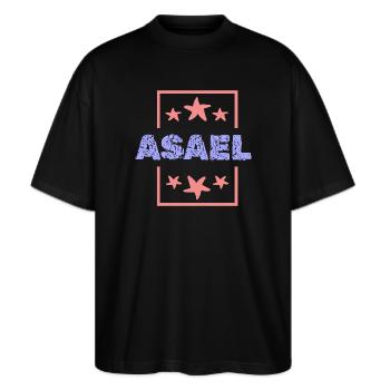 Asael Asael - T-shirt bio Blaster 2.0 coupe oversize Stanley/Stella Unisexe - noir - Devant - Alina (178cm) & Michal (187cm)