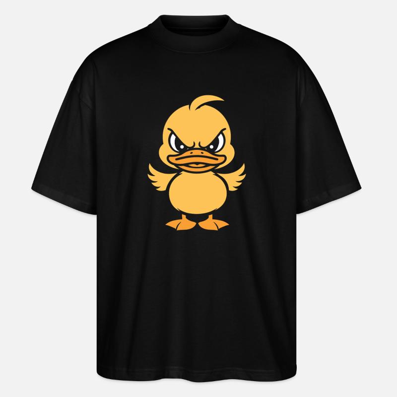 Yellow graphic grumpy duckling - Stanley/Stella Oversized Unisex Organic T-shirt Blaster 2.0 - black