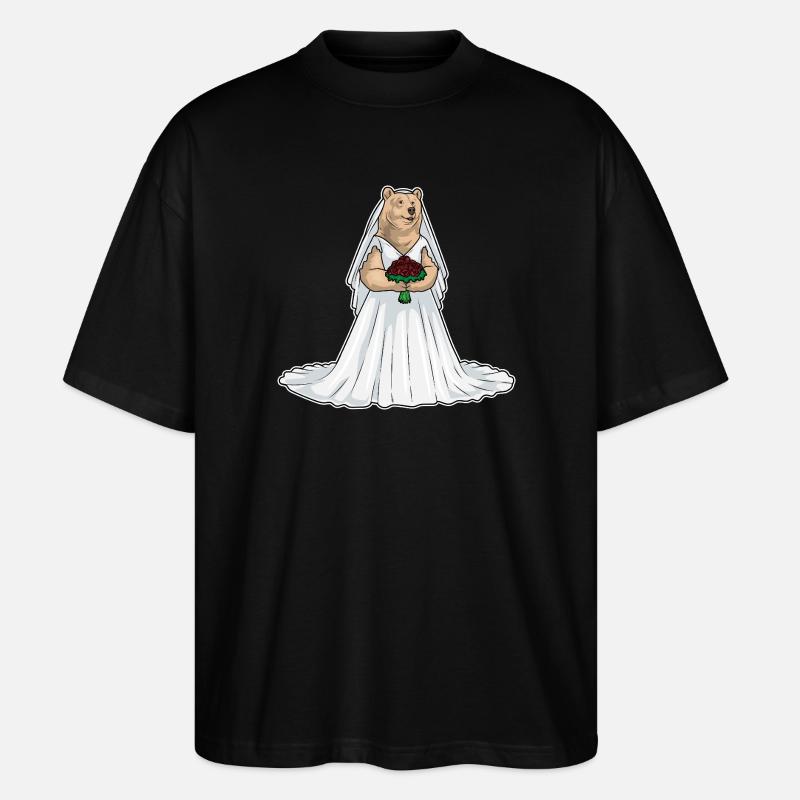 Bär Braut Rose Hochzeit - Stanley/Stella Oversized Unisex Bio T-Shirt Blaster 2.0 - Schwarz