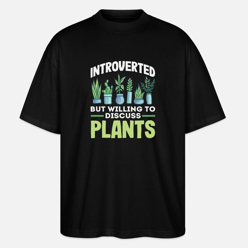 Introverti : discuter des plantes - T-shirt bio Blaster 2.0 coupe oversize Stanley/Stella Unisexe - noir
